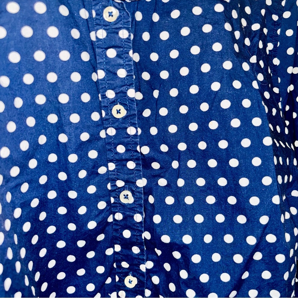 Talbots Blue and White Polka Dot Shirt - Picture 3 of 4